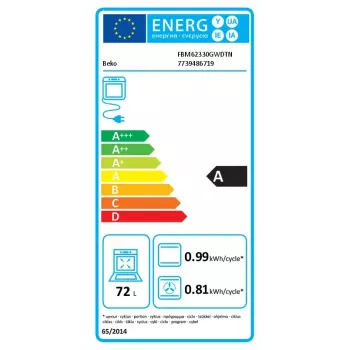 Vabaltseisev pliit Beko FBM62330GWDTN elektri-gaas must valge 72L A