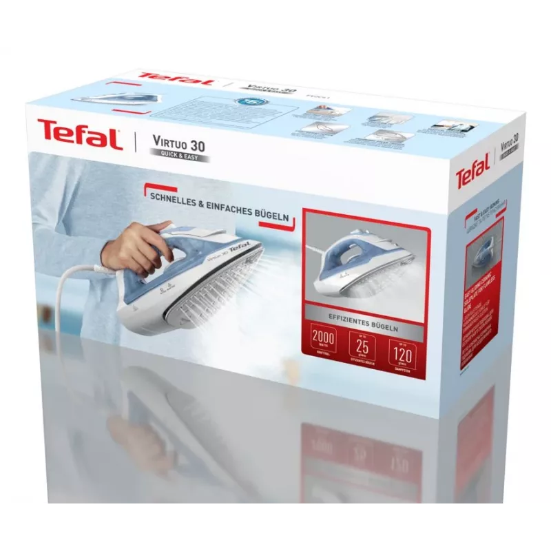 Tefal Virtuo 30 FV2C41E0 triikraud Kuiv- ja aurutriikraud Keraamiline tallatüüp 2000 W Sinine, Valge
