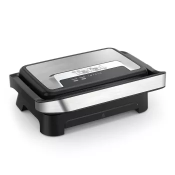 Kontaktgrill Tefal Inicio Compact GC270D10 — ristkülikukujuline 1000W, restipealne, must/roostevaba teras