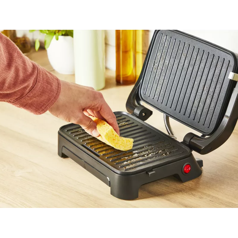 Kontaktgrill Tefal Inicio Compact GC270D10 — ristkülikukujuline 1000W, restipealne, must/roostevaba teras