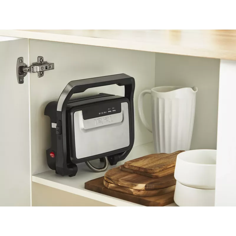 Kontaktgrill Tefal Inicio Compact GC270D10 — ristkülikukujuline 1000W, restipealne, must/roostevaba teras