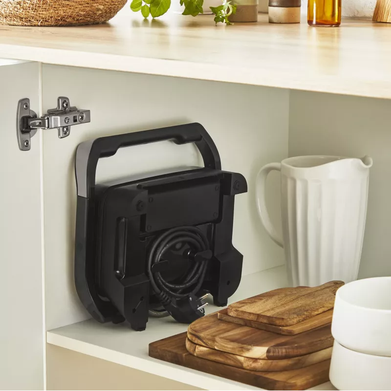 Kontaktgrill Tefal Inicio Compact GC270D10 — ristkülikukujuline 1000W, restipealne, must/roostevaba teras