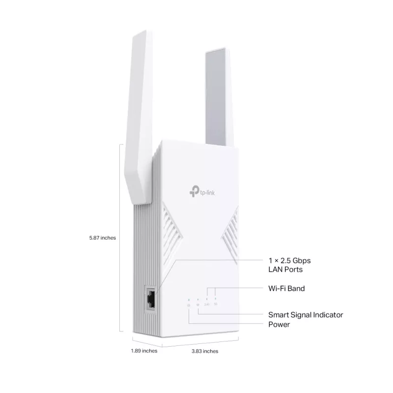 Võrgusaate- ja vastuvõtuseade TP‑LINK BE3600 2882 Mbit/s, kaheriba 2,4/5 GHz, 1× RJ‑45, valge