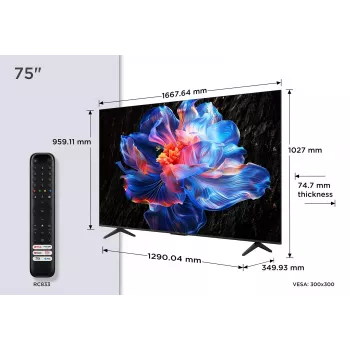 TCL V6C 75V6C teler 190,5 cm (75 tolli) 4K Ultra HD Smart TV Wi-Fi Metallic 330 cd/m²