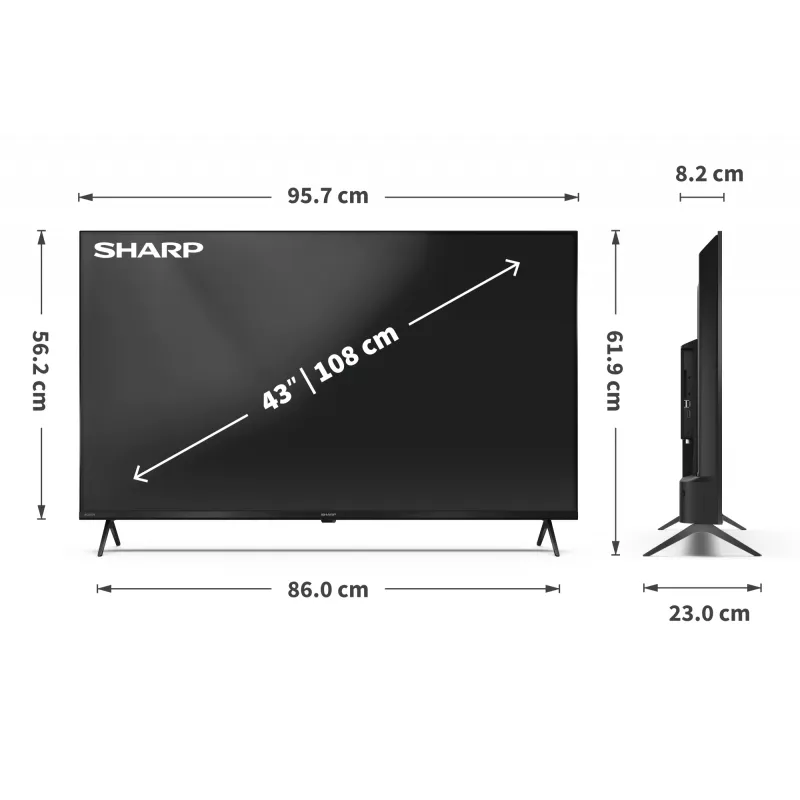 Sharp 43HP5265E TV 109,2 cm (43 tolli) 4K Ultra HD Smart TV Wi-Fi Must