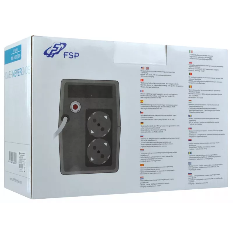 FSP FP 800 katkematu toiteallikas (UPS) 0,8 kVA 480 W 2 vahelduvvooluväljundit