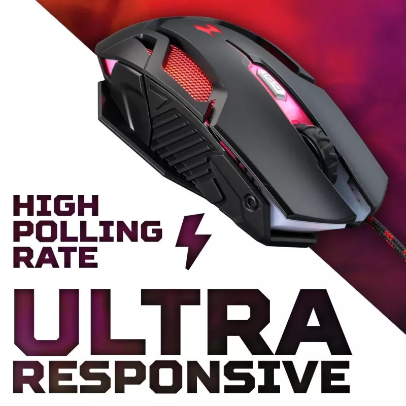 Mängurihiir Acer Nitro NMW200 — kahekäeline, optiline 7200 DPI, 7 nuppu, USB Type-A, must