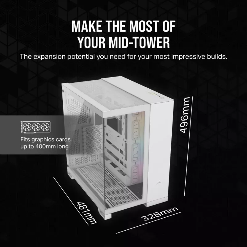 CORSAIR arvutikorpus - Icue Link 6500x RGB keskmise torniga kahekambriline valge