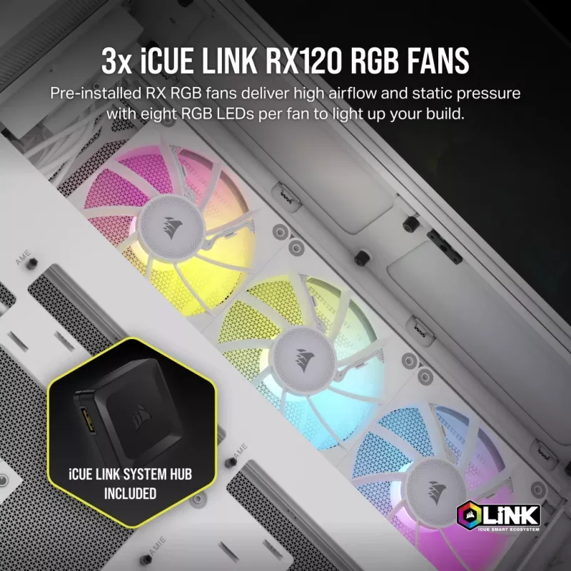 CORSAIR arvutikorpus - Icue Link 6500x RGB keskmise torniga kahekambriline valge