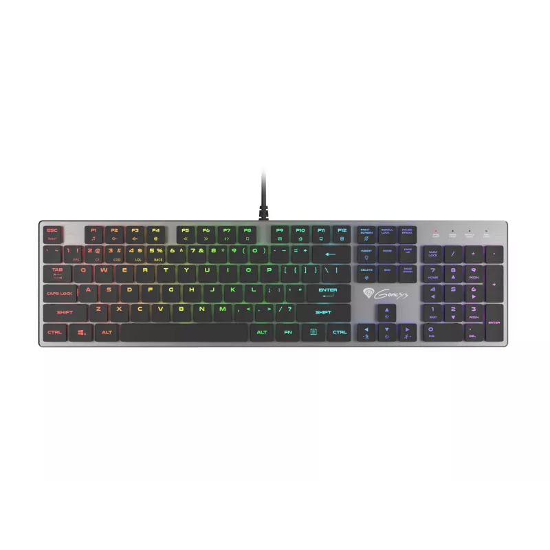 GENESIS Thor 420 RGB klaviatuur Gaming USB QWERTY US International Hõbedane