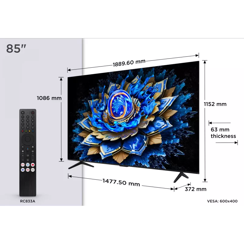TCL T69C 85T69C teler 2.16 m (85 tolli) 4K Ultra HD Smart TV Wi-Fi must