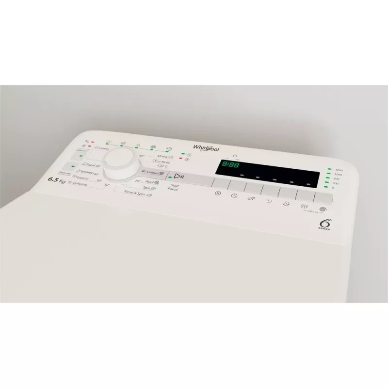 Whirlpool TDLR 65230SS EU/N pesumasin, pealtlaetav, 6,5 kg, 1151 p/min, valge
