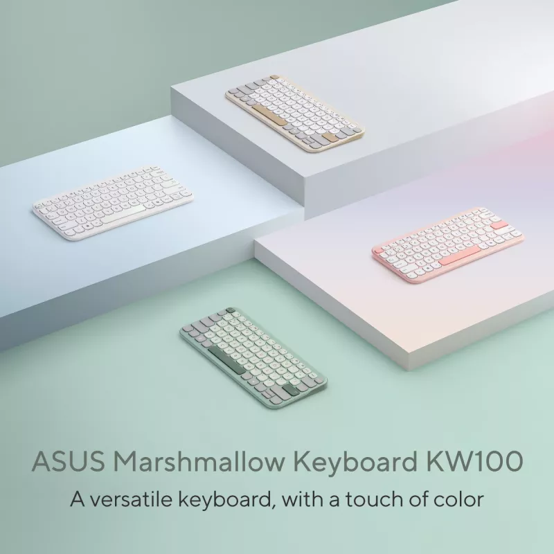 Juhtmeta Bluetooth-klaviatuur ASUS Marshmallow KW100 — USA paigutus, kaerapiim