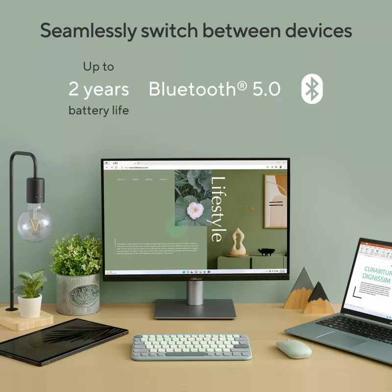 Juhtmeta Bluetooth-klaviatuur ASUS Marshmallow KW100 — USA paigutus, kaerapiim