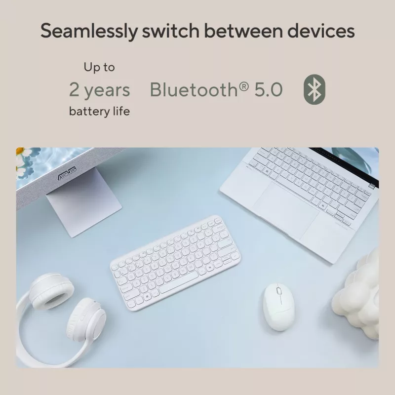 Juhtmeta Bluetooth-klaviatuur ASUS Marshmallow KW100 — USA rahvusvaheline paigutus, kompaktne disain