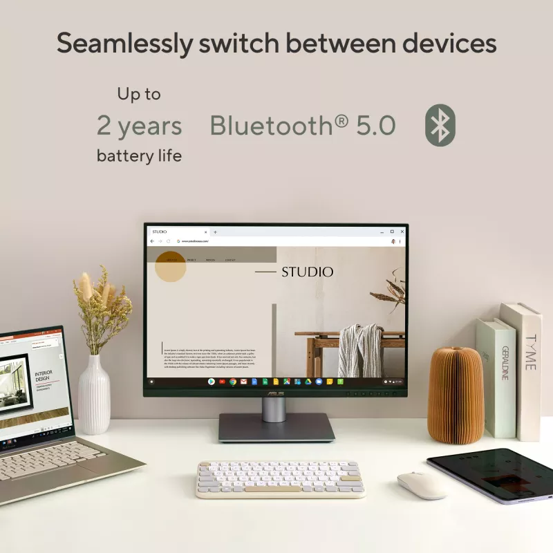 Juhtmeta Bluetooth-klaviatuur ASUS Marshmallow KW100 — USA rahvusvaheline paigutus, kompaktne disain