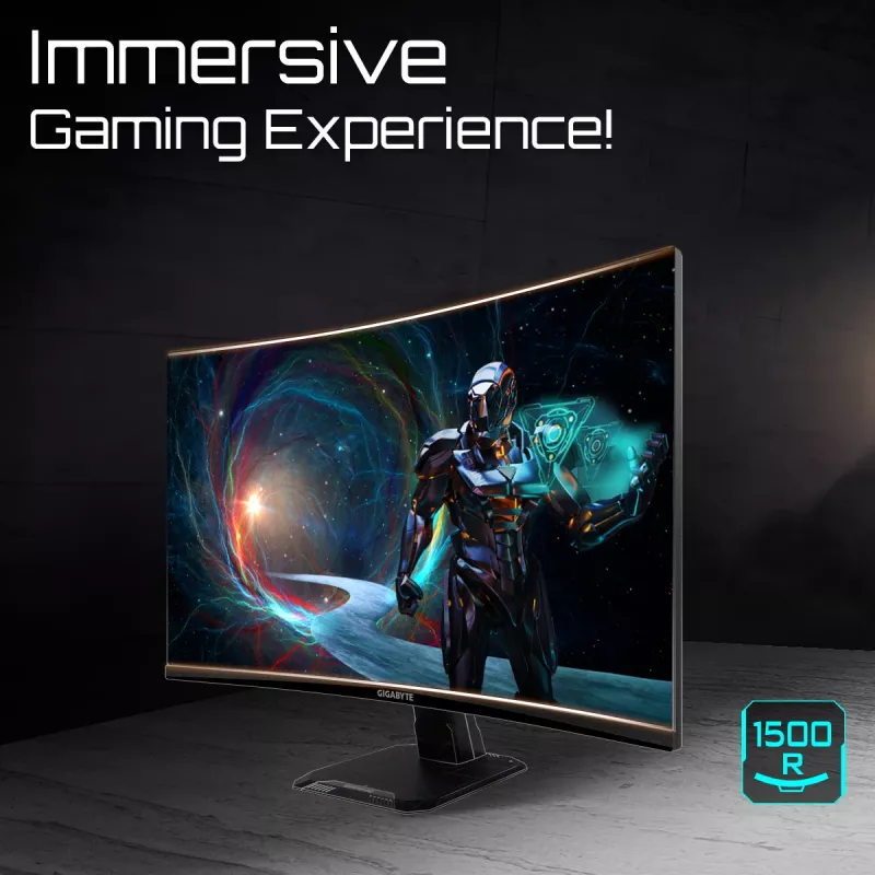 GIGABYTE GS27QCA 27-tolline QHD kumer mängurimonitor - 2560 x 1440, 180 Hz, 1 ms, 250 cd/m², FreeSync, HDR-valmidus, HDMI 2.0, DisplayPort 1.4