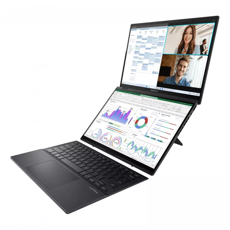 ASUS Zenbook Duo UX8406CA-PZ009W Intel Core Ultra 9 285H Hübriid (2-in-1) 35,6 cm (14 tolli) Puuteekraan 3K 32 GB LPDDR5x-SDRAM 2 TB SSD Wi-Fi 7 (802.11be) Windows 11 Home Hall