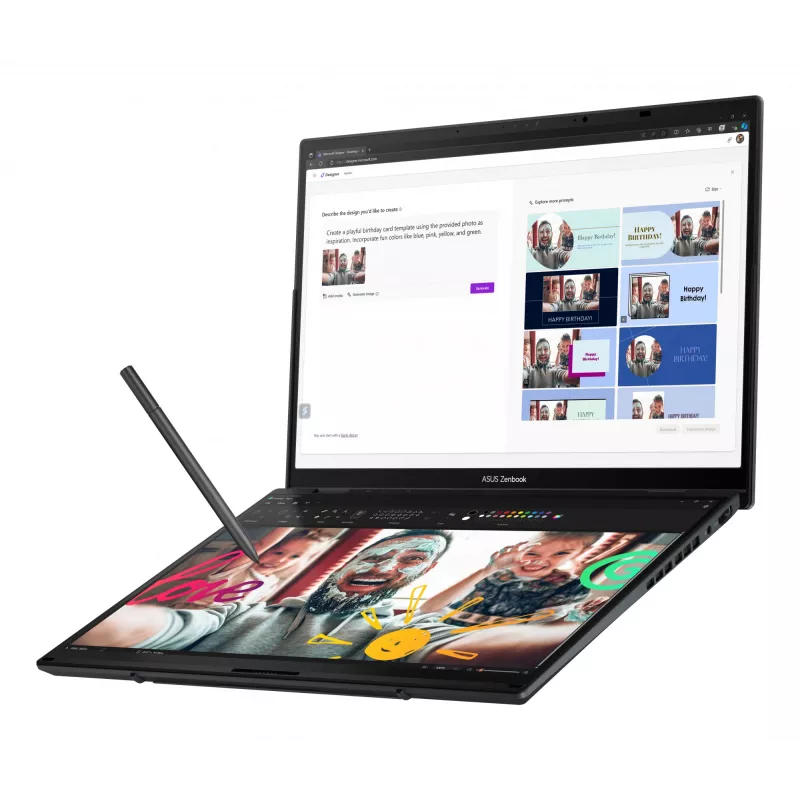 ASUS Zenbook Duo UX8406CA-PZ009W Intel Core Ultra 9 285H Hübriid (2-in-1) 35,6 cm (14 tolli) Puuteekraan 3K 32 GB LPDDR5x-SDRAM 2 TB SSD Wi-Fi 7 (802.11be) Windows 11 Home Hall