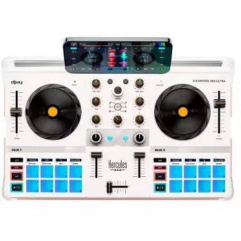 DJ-kontroller Hercules DJControl Mix Ultra – valge, mobiilne Bluetooth-kontroller