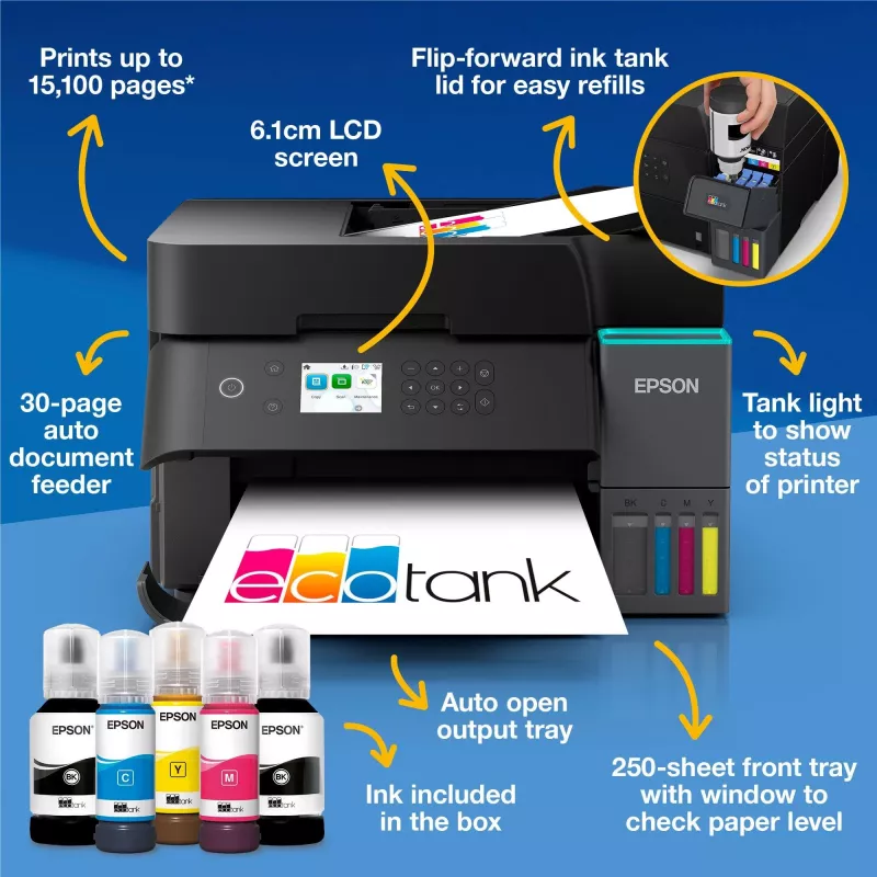 Multifunktsionaalne tindiprinter Epson EcoTank L6370 — värviline, A4, 4800x1200 DPI, Wi‑Fi, Ethernet