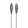 GEMBIRD Premium puuvillast punutud USB Type-C–micro-USB laadimis- ja andmesidekaabel, 1.5 m - hall
