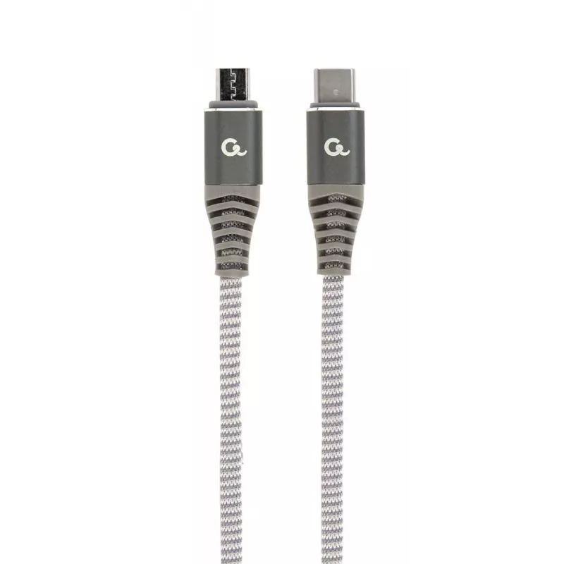GEMBIRD Premium puuvillast punutud USB Type-C–micro-USB laadimis- ja andmesidekaabel, 1.5 m - hall
