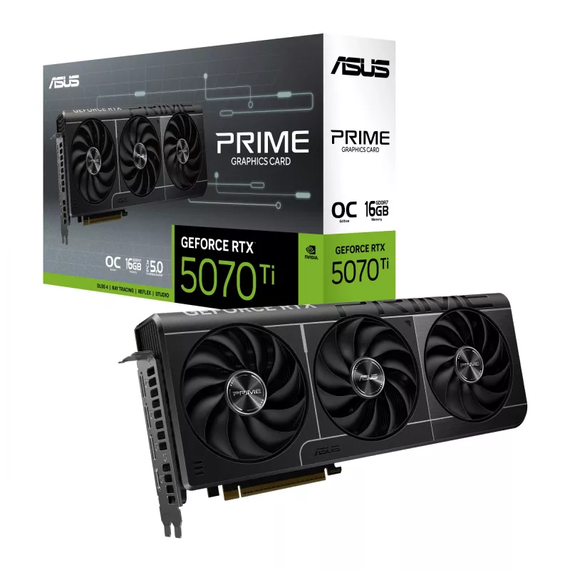 Graafikakaart ASUS GeForce RTX 5070 Ti — 16 GB GDDR7, 256-bit, PCIe 5.0, 3xDP/1xHDMI, 306 × 126 × 50 mm