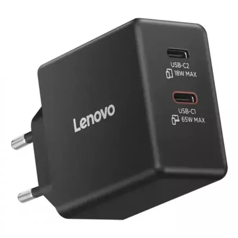 Mobiilseadme laadija Lenovo G0A6065BEU — Universaalne sise-vahelduvvoolulaadija, 2× USB-C, 100–240 V, 1,5 m kaabel, must
