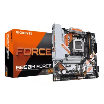 GIGABYTE B850M FORCE emaplaat – AMD Ryzen 9000 seeria protsessoritele, 8+2+2 faasi digitaalne VRM, kuni 9600 MHz DDR5 (OC), 1xPCIe 5.0 + 2xPCIe 4.0 M.2, 2,5 GbE LAN, USB 3.2 Gen 2