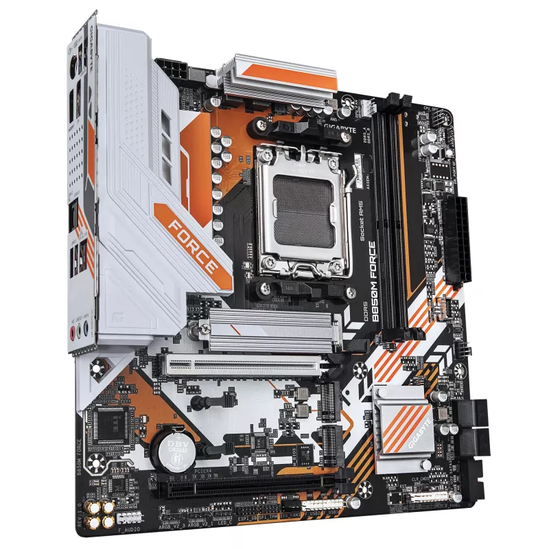 GIGABYTE B850M FORCE emaplaat – AMD Ryzen 9000 seeria protsessoritele, 8+2+2 faasi digitaalne VRM, kuni 9600 MHz DDR5 (OC), 1xPCIe 5.0 + 2xPCIe 4.0 M.2, 2,5 GbE LAN, USB 3.2 Gen 2