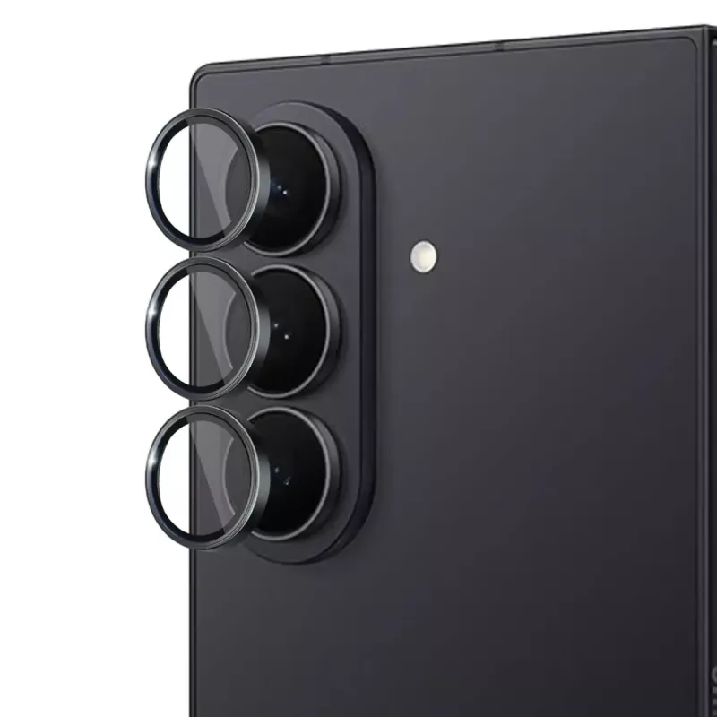 Kaamera objektiivi kaitseklaas 3MK Samsung Galaxy Z Fold 7 jaoks — karastatud klaas, must