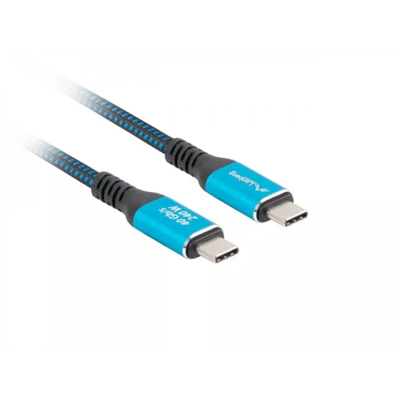USB-C kaabel LANBERG CA-CMCM-44CU-0005-BK 0.5 m — USB4 Gen 2x2, 40 Gbit/s, 240 W, must
