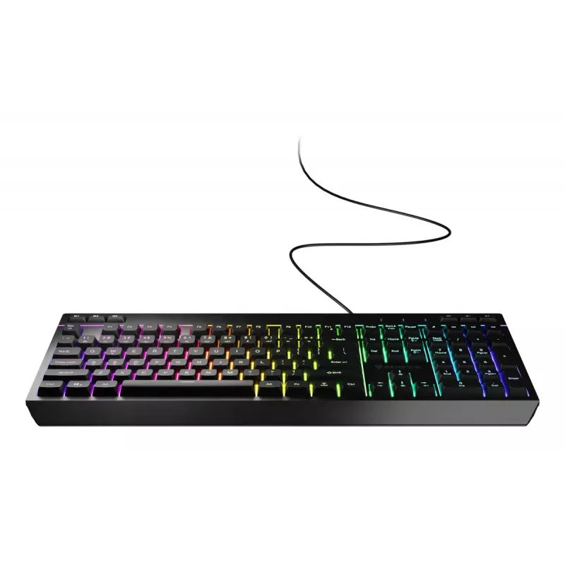 Juhtmega täissuuruses mänguriklaviatuur Genesis Rhod 530, USB, QWERTY US, membraan, RGB-taustvalgustus, 114 klahvi, 1,8 m kaabel, must