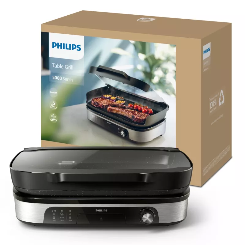 Elektriline grillpann Philips HD6212/90 2400 W, 2-tsooniline vabaltseisev grill, 1250 cm² alumiiniumpind, max 220°C