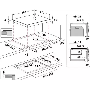 Indesit IB 65B60 NE Must sisseehitatav 59 cm tsoon-induktsioonpliit, 4 tsooni