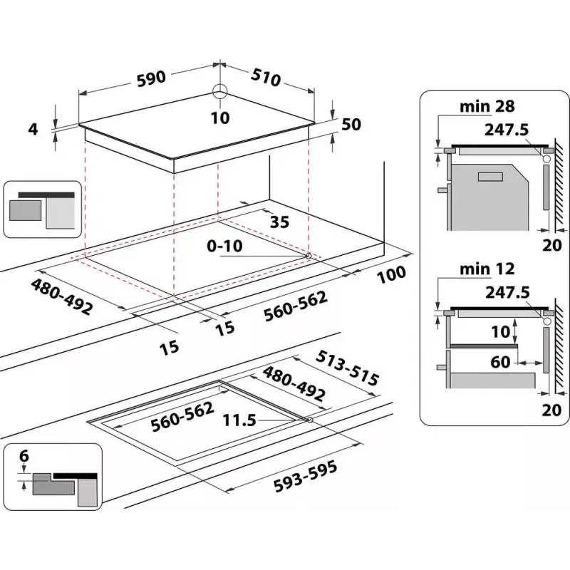 Indesit IB 65B60 NE Must sisseehitatav 59 cm tsoon-induktsioonpliit, 4 tsooni