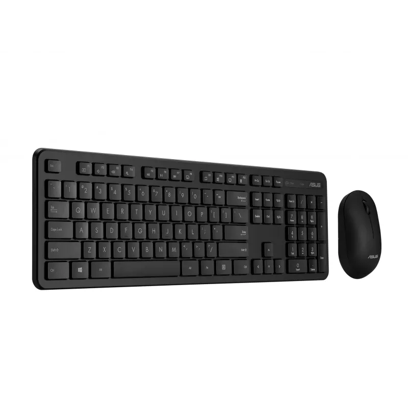 Juhtmeta klaviatuuri ja hiire komplekt ASUS CW100 — USA paigutus, must, täissuuruses QWERTY-klaviatuur, 1600 DPI hiir