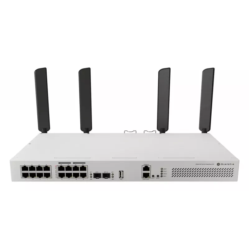 Võrgukommutaator MikroTik CRS418-8P-8G-2S+5axQ2axQ-RM — L2/L3, 17× Gigabit RJ-45, 2× SFP+, PoE (802.3af/at), 1U rack