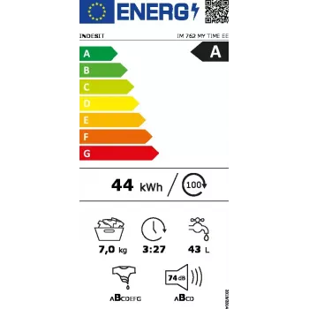 Eestlaetav pesumasin INDESIT IM 762 MY TIME EE — 7 kg, 1200 p/min, A-klass, valge