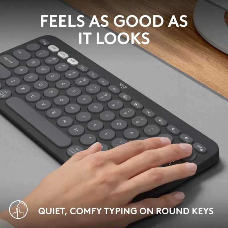 Logitech Pebble Keys 2 K380s klaviatuur Universal RF juhtmevaba + Bluetooth QWERTY US International Graphite