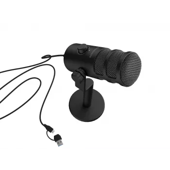 Juhtmega arvutimikrofon GENESIS Radium 350D — USB Type-A/USB-C, -48 dB tundlikkus, 16–14000 Hz, 2,5 m kaabel, must