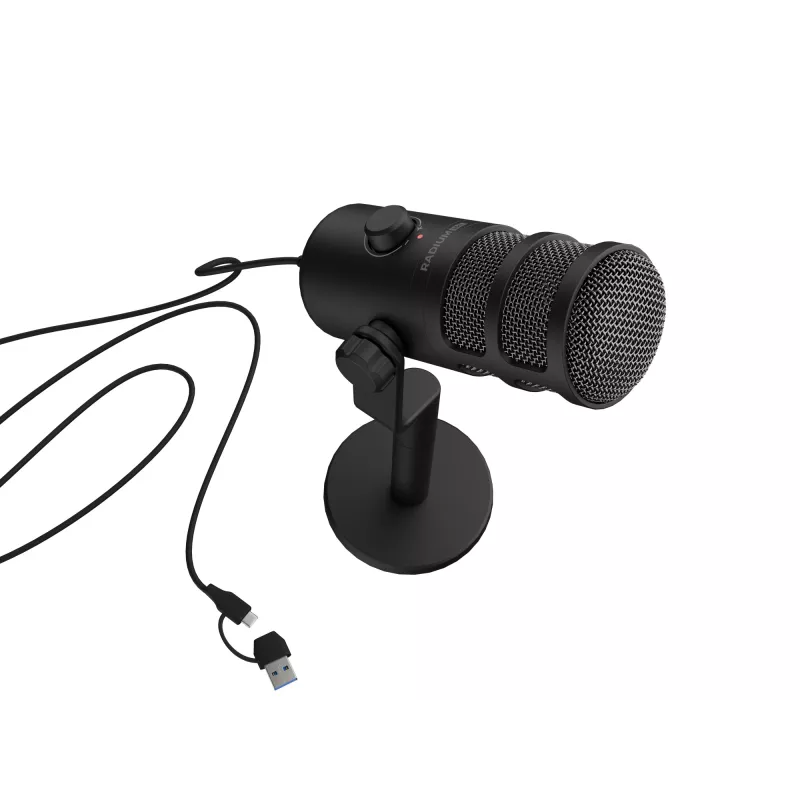 Juhtmega arvutimikrofon GENESIS Radium 350D — USB Type-A/USB-C, -48 dB tundlikkus, 16–14000 Hz, 2,5 m kaabel, must