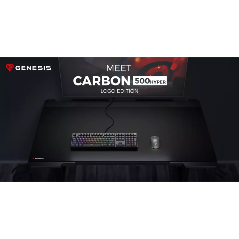 GENESIS Carbon 500 Hyper Logo, must, ühevärviline, kangas, kumm, mänguhiirematt
