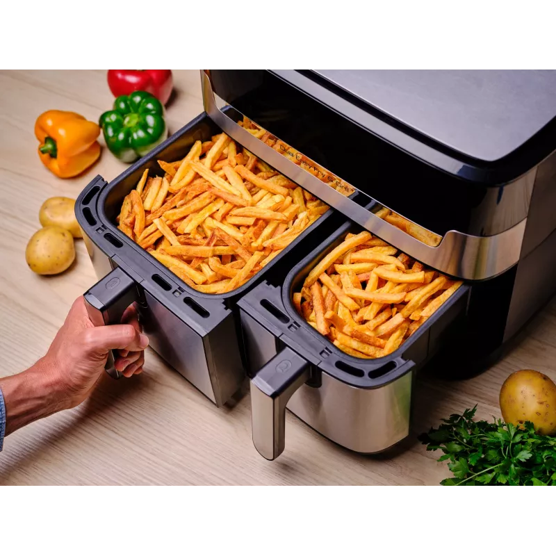 Tefal Dual Easy Fry & Grill EY905D Double 8,3 L Vabaltseisev 2700 W Kuumaõhufritüür Roostevaba teras