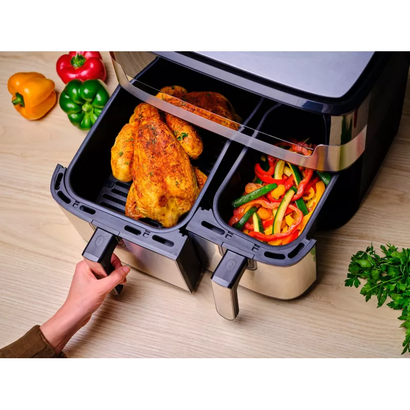 Tefal Dual Easy Fry & Grill EY905D Double 8,3 L Vabaltseisev 2700 W Kuumaõhufritüür Roostevaba teras
