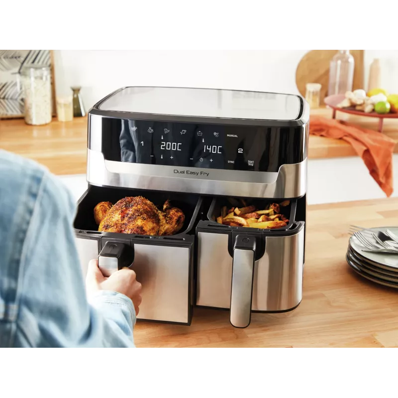 Tefal Dual Easy Fry & Grill EY905D Double 8,3 L Vabaltseisev 2700 W Kuumaõhufritüür Roostevaba teras