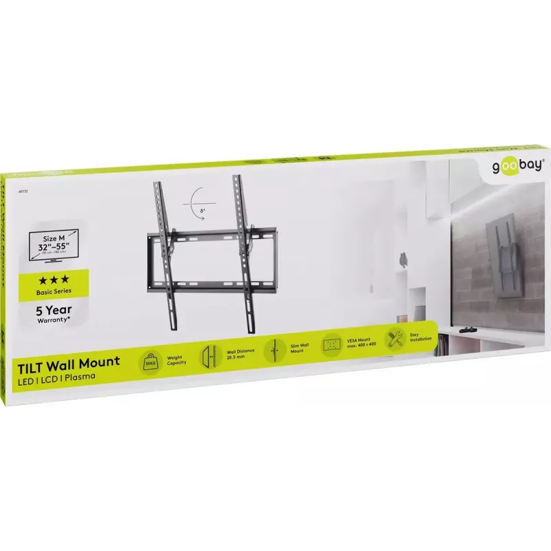 Goobay TV-kinnitus 55 tolli Must 35kg kandevõime VESA 200x200 kuni 400x400