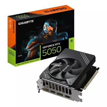 GIGABYTE GeForce RTX 5050 D6 8G graafikakaart - 8GB GDDR6, 128bit, PCI-E 5.0, 2572MHz tuumsagedus, 2 x DP, 2 x HDMI, NVIDIA DLSS 4, GV-N5050D6-8GD