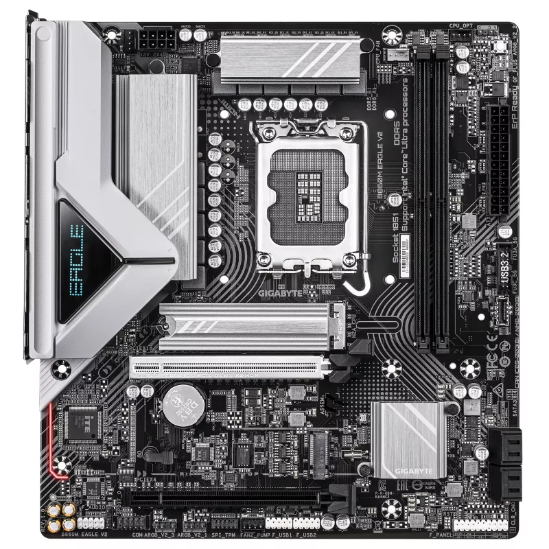 Emaplaat GIGABYTE B860M EAGLE V2 — Micro ATX, LGA 1851, Intel B860, 2 DIMM DDR5 kuni 9066MHz, PCIe 5.0, 2.5GbE